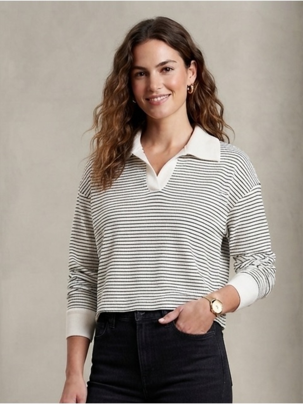 Atelier by Kirious striped cropped top Size M